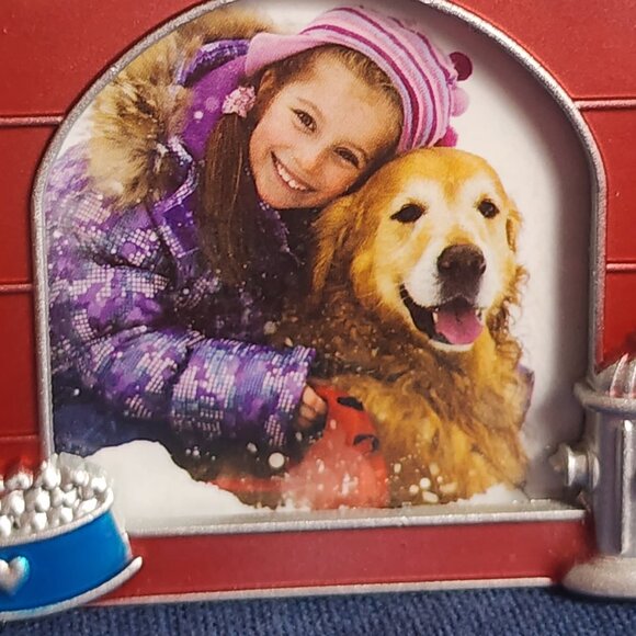 Mini Red Silver Blue Enamel Family Bone w/Heart Dog Bowl Hydrant Picture Frame - Picture 2 of 16